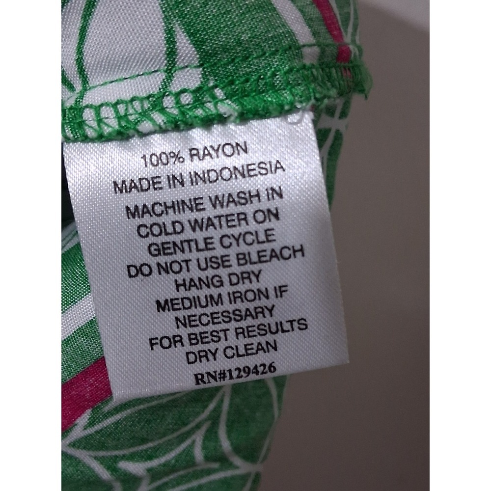 Escapada Womens XL Green Pink Geometric Stripe Sleeveless Split Neck Rayon Top - Picture 6 of 6